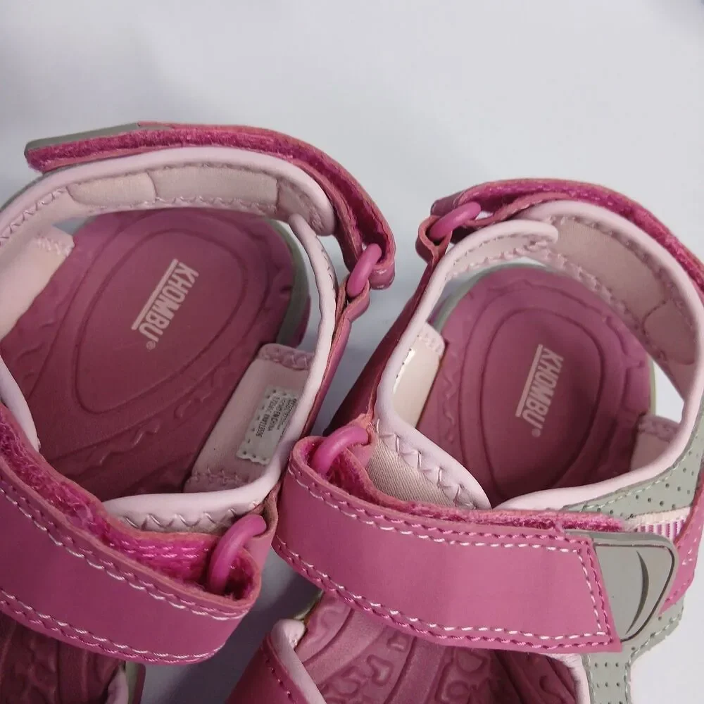 Khombu Water River Sandals Lilly Shoes Adjustable Pink Gray Kids Girls sz 3